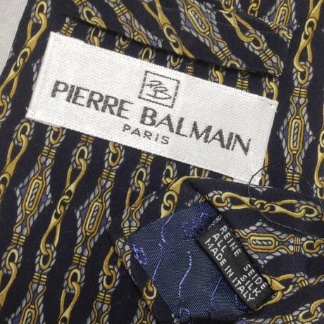 ピエールバルマン PIERRE BALMAIN 美品 微光沢 ネクタイ イタリア製 シルク100% パターン柄 ミックス V-009379