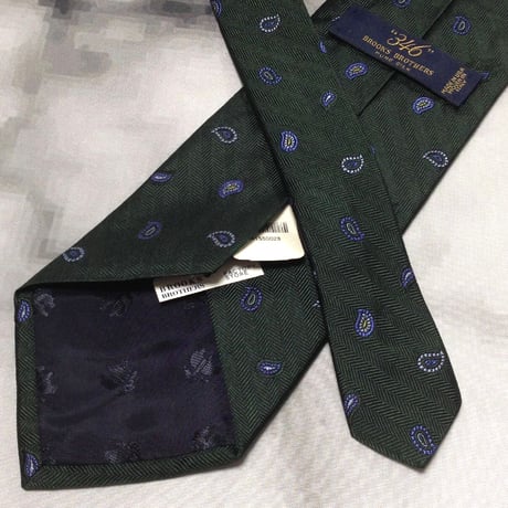 ブルックスブラザーズ BROOKS BROTHERS 346 美品 新品未使用タグ付 微光沢 ネクタイ ペイズリー柄 緑系 グリーン系 X-008144