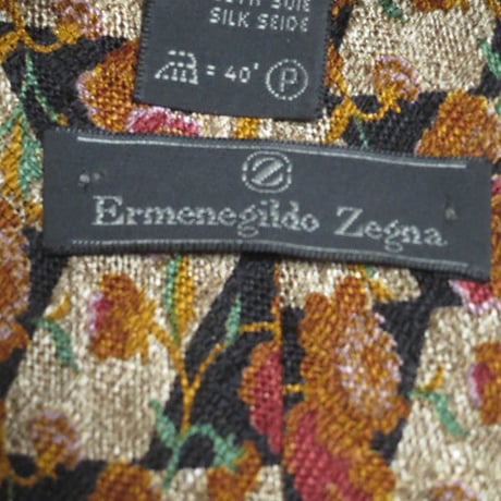 エルメネジルドゼニア Ermenegildo Zegna 良品 ネクタイ イタリア製 シルク100% 花柄 大剣裏斜めストライプ柄 ミックス R-005699