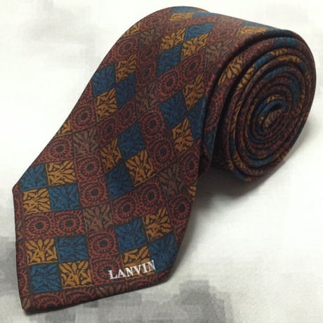 ランバン LANVIN 微光沢 ネクタイ イタリア製 シルク100% パターン柄 ミックス Z-008283