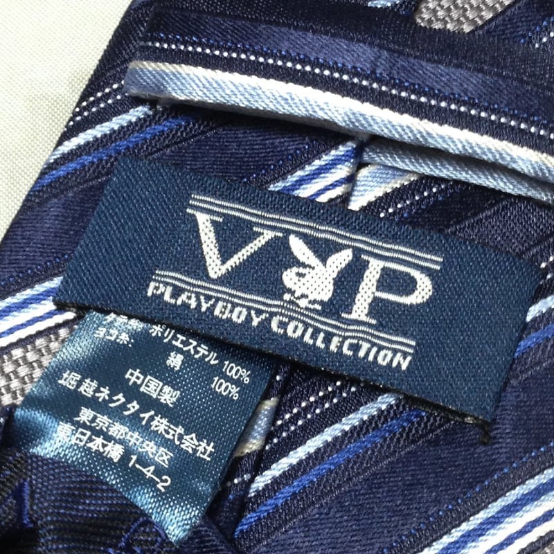 Z91 ヴィンテージ レア 新品未使用◆PLAYBOY ストライプ ネクタイ ネクタイ PLAYBOY 菱屋ネクタイ 上質シルク ヴィンテージ品