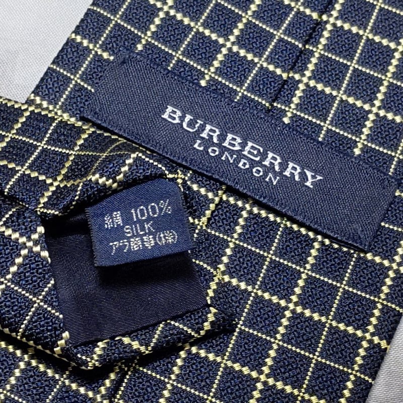 美品 バーバリー ネクタイ シルク ブロックチェック パターン 微