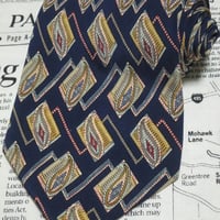 アルフレッドダンヒル ALFRED DUNHILL LONDON ネクタイ イタリア製 シルク100% ペイズリー柄 濃紺系ベース ネイビー D-004642