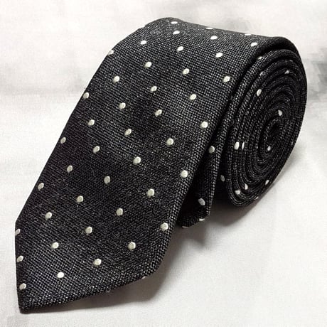 bigi メンズビギ MEN'S BIGI 良品 微光沢 ネクタイ ドット柄 黒系 ブラック系 I-008906