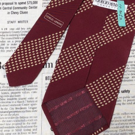 ジョルジオアルマーニ GIORGIO ARMANI 美品 クリーニング済 微光沢 ネクタイ イタリア製 シルク100% 斜めストライプ レジメンタル ミックス V-006002
