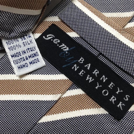 バーニーズ ニューヨーク BARNEYS NEW YORK 良品 微光沢 ネクタイ 斜めストライプ レジメンタル ミックス V-009384