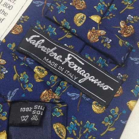 サルヴァトーレ フェラガモ Salvatore Ferragamo 微光沢 ネクタイ カエル トンボ 動物 アニマル ミックス N-007438