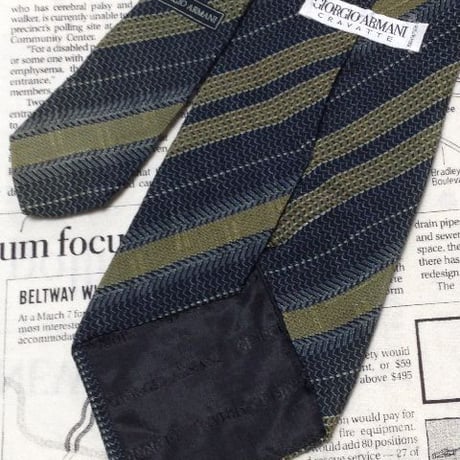 ジョルジオアルマーニ GIORGIO ARMANI 美品 微光沢 ネクタイ イタリア製 シルク100% 斜めストライプ レジメンタル ミックス V-006003