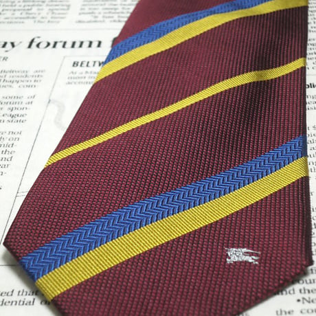 バーバリー Burberry 美品 微光沢 ネクタイ イタリア製 シルク100% 斜めストライプ レジメンタル ブランドマーク ミックス L-005446