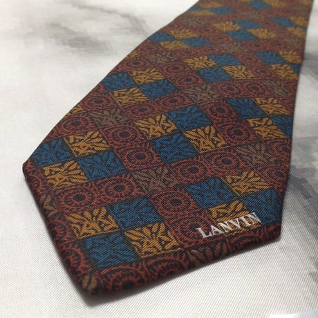 ランバン LANVIN 微光沢 ネクタイ イタリア製 シルク100% パターン柄 ミックス Z-008283