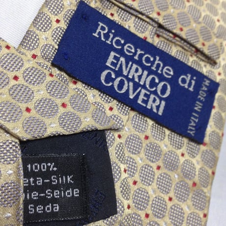 エンリココベリ ENRICO COVERI 微光沢 ネクタイ イタリア製 シルク100% パターン柄 グレージュ系 W-009413