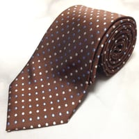 シンプルフレーズクラバット SIMPLE PHRASE CRAVAT 美品 微光沢 ネクタイ ドット柄 茶系 ブラウン系 V-009396