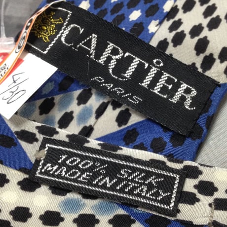 カルティエ CARTIER 微光沢 ネクタイ イタリア製 シルク100% 斜めストライプ レジメンタル ミックス V-007970