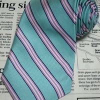 ブルックスブラザーズ BROOKS BROTHERS 微光沢 ネクタイ アメリカ製 シルク100% 斜めストライプ レジメンタル ミント系 K-005355