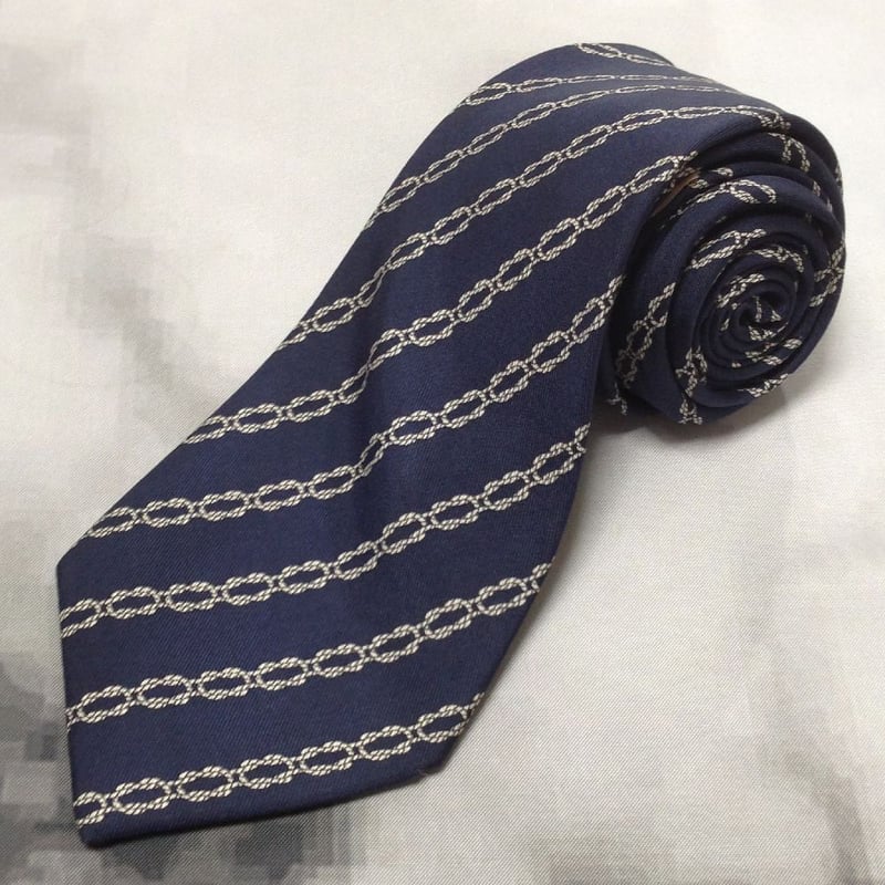 エルメス HERMES 微光沢 ネクタイ フランス製 シルク100% パターン柄 