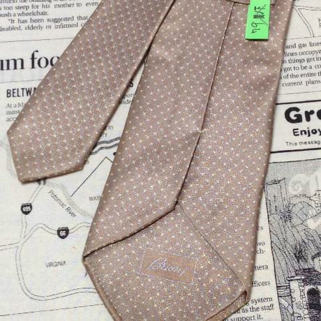 ブリオーニ Brioni クリーニング済 微光沢 ネクタイ イタリア製 シルク100% パターン柄 ミックス W-006063