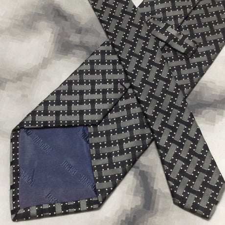 ジュンコ シマダ オム JUNKO SHIMADA JS HOMME 良品 微光沢 ネクタイ パターン柄 シルバー系 グレー系 T-009326