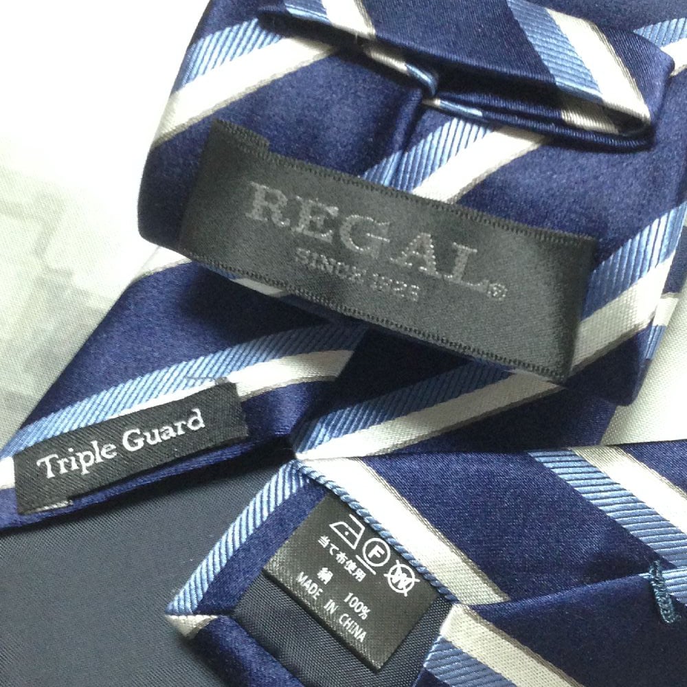 リーガル REGAL 美品 微光沢 ネクタイ シルク100% 斜めストライプ レジ