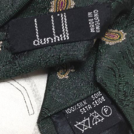 ダンヒル dunhill 良品 微光沢 ネクタイ イギリス製 シルク100% ペイズリー柄 ミックス Z-006311