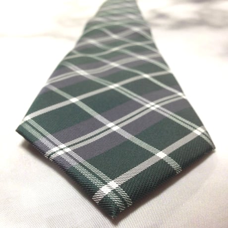 シンプルフレーズクラバット SIMPLE PHRASE CRAVAT 美品 微光沢 ネクタイ チェック柄 緑系 グリーン系 W-009424