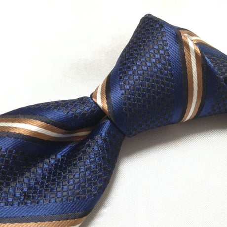 シンプルフレーズクラバット SIMPLE PHRASE CRAVAT 美品 微光沢 ネクタイ ストライプ 濃紺系 ネイビー系 U-009363