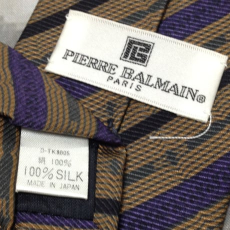 ピエールバルマン PIERRE BALMAIN 美品 未使用品 微光沢 ネクタイ 斜めストライプ レジメンタル ミックス C-008494