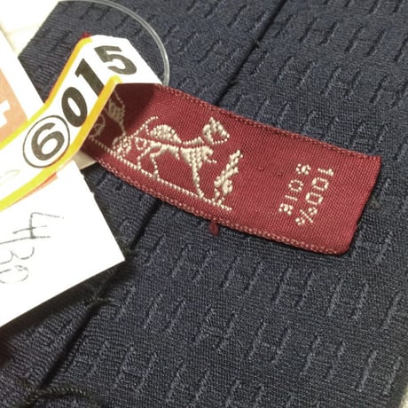 エルメス HERMES 微光沢 ネクタイ シルク100% ファソネ ファソネH H織 濃紺系 ネイビー系 V-007963