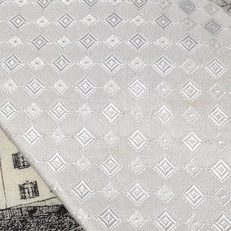 アクアスキュータム Aquascutum 微光沢 ネクタイ 日本製 シルク100% パターン柄 ライトグレー系 Z-006288