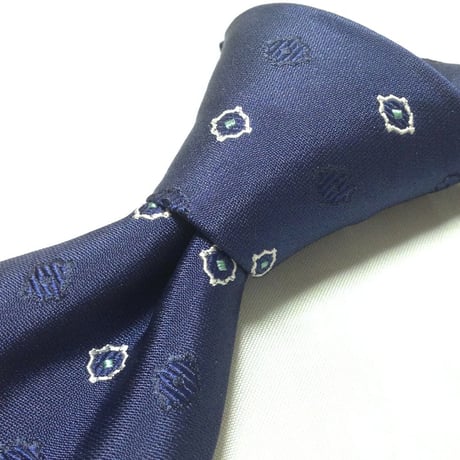 サヴィルロウ SAVILE ROW STOVEL&MASON ザビルロウ 良品 微光沢 ネクタイ パターン柄 濃紺系 ネイビー系 U-009356