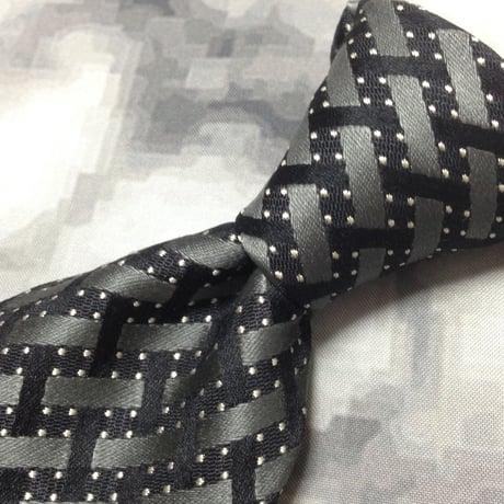 ジュンコ シマダ オム JUNKO SHIMADA JS HOMME 良品 微光沢 ネクタイ パターン柄 シルバー系 グレー系 T-009326