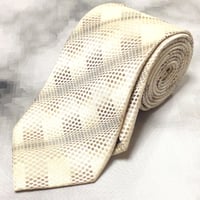 ピエールカルダン pierre cardin 美品 微光沢 ネクタイ 日本製 シルク100% パターン柄 白系 ホワイト系 V-009382