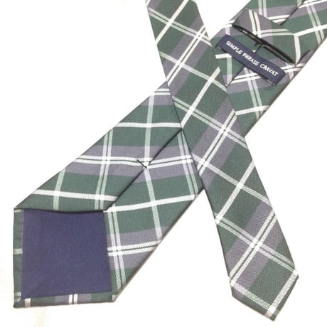 シンプルフレーズクラバット SIMPLE PHRASE CRAVAT 美品 微光沢 ネクタイ チェック柄 緑系 グリーン系 W-009424