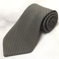 ジョルジオアルマーニ GIORGIO ARMANI 良品 微光沢 ネクタイ 斜めストライプ レジメンタル 黒系 ブラック系 V-009389