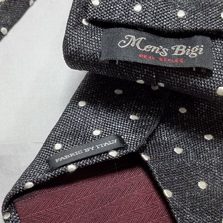 bigi メンズビギ MEN'S BIGI 良品 微光沢 ネクタイ ドット柄 黒系 ブラック系 I-008906