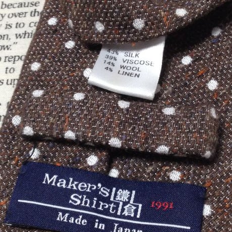 鎌倉シャツ メーカーズシャツ鎌倉 Makers Shirt ネクタイ 日本製 シルク ウール混 ドット柄 ミックス A-006352