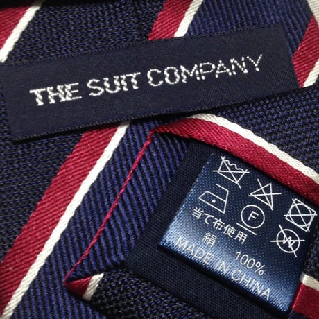 スーツカンパニー THE SUIT COMPANY 良品 微光沢 ネクタイ 斜めストライプ レジメンタル 濃紺系 ネイビー系 U-009331