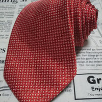 エルメネジルドゼニア Ermenegildo Zegna 美品 未使用品 微光沢 ネクタイ イタリア製 シルク100% パターン柄 赤系 レッド D-004612