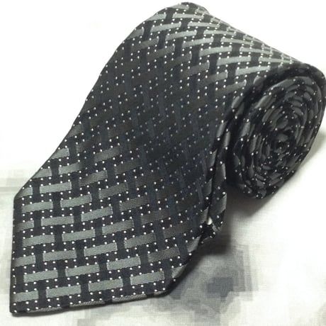 ジュンコ シマダ オム JUNKO SHIMADA JS HOMME 良品 微光沢 ネクタイ パターン柄 シルバー系 グレー系 T-009326