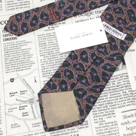 ジョルジオアルマーニ GIORGIO ARMANI 美品 新品未使用タグ付 微光沢 ネクタイ イタリア製 シルク100% パターン柄 ミックス B-006471