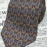 コムサデモードメン COMME CA DU MODE MEN 美品 ネクタイ 日本製 シルク100% パターン柄 茶系ベース ブラウン系 J-005225