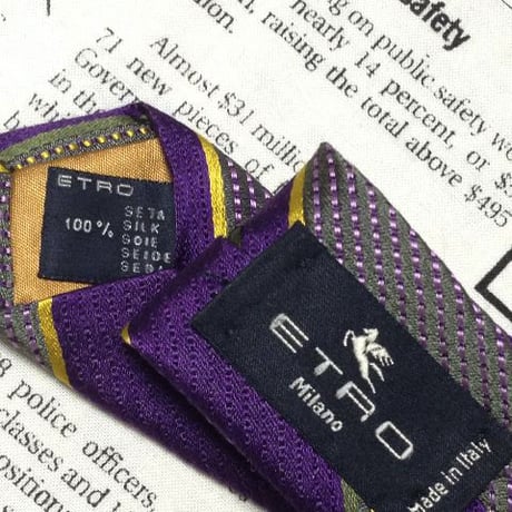 エトロ ETRO 良品 微光沢 ネクタイ イタリア製 シルク100% 斜めストライプ レジメンタル ミックス X-006091
