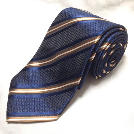 シンプルフレーズクラバット SIMPLE PHRASE CRAVAT 美品 微光沢 ネクタイ ストライプ 濃紺系 ネイビー系 U-009363