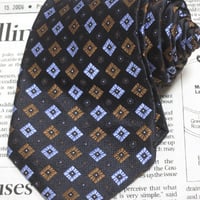 アイクベーハー IKE BEHAR 美品 未使用品 微光沢 ネクタイ シルク100% パターン柄 黒系ベース ブラック E-004682
