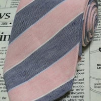 ダンヒル dunhill ネクタイ イタリア製 ナイロン シルク 斜めストライプ レジメンタル USED加工 グレー系 ピンク系 I-005128