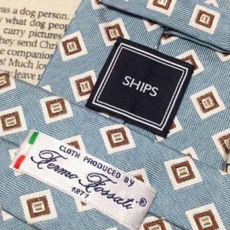 シップス SHIPS CLOTH PRODUCED BY FERMO FOSSATI フェルモ フォサーティ 未使用品 微光沢 ネクタイ ブロック柄 M-007387