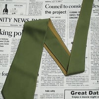 ミラショーン mila schon 美品 未使用品 微光沢 ネクタイ 2WAY イタリア製 シルク混 無地 カーキ系 マスタード系 I-005065