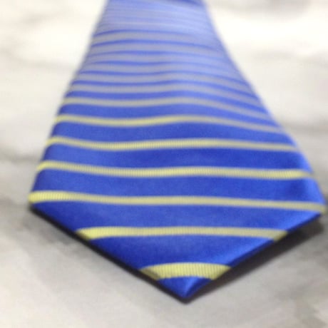 Charles Tyrwhitt 美品 微光沢 ネクタイ シルク100% ボーダー柄 青系 ブルー系 V-009410