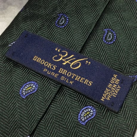 ブルックスブラザーズ BROOKS BROTHERS 346 美品 新品未使用タグ付 微光沢 ネクタイ ペイズリー柄 緑系 グリーン系 X-008144