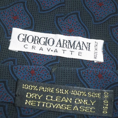 ジョルジオアルマーニ GIORGIO ARMANI 美品 ネクタイ イタリア製 シルク100% パターン柄 グレー系ベース J-005232