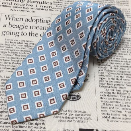 シップス SHIPS CLOTH PRODUCED BY FERMO FOSSATI フェルモ フォサーティ 未使用品 微光沢 ネクタイ ブロック柄 M-007387